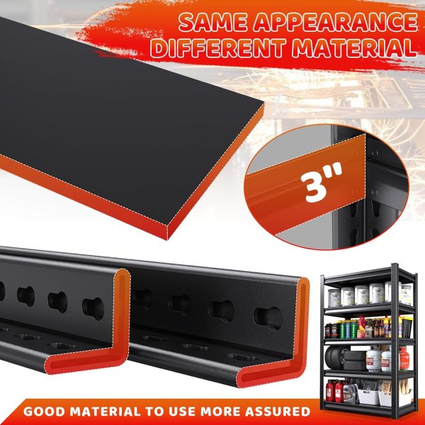 72''H Garage Shelving 2500lbs Heavy Duty Shelving Metal Garage Storage Shelves 36''W Industrial Shelving with Adjustable Shelves Storage Rack Shelving Unit for Industrial, Warehouse, Basement - Image 3