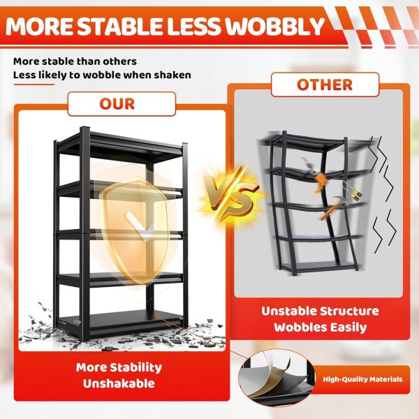 72''H Garage Shelving 2500lbs Heavy Duty Shelving Metal Garage Storage Shelves 36''W Industrial Shelving with Adjustable Shelves Storage Rack Shelving Unit for Industrial, Warehouse, Basement - Image 6