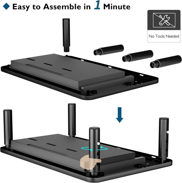 BONTEC 2 Pack Monitor Stand Riser with Drawer, 3 Height Adjustable PC Monitor Riser for Desk with Mesh Platform for Laptop, Computer, iMac, PC, Printer up to 44LBS/20KG, Cable Ties Included - Image 7