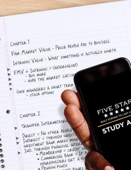 Five Star Spiral Notebook + Study App, 3 Subject, College Ruled Paper, Fights Ink Bleed, Water Resistant Cover, 8-1/2″ x 11″, 150 Sheets, Black (72069)