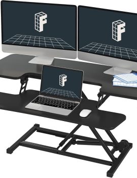 FLEXISPOT Sit to Stand up Desk Riser 42in Standing Desk Converter Height Adjustable Computer Workstation with Large Keyboard Tray Black