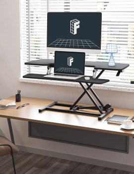 FLEXISPOT Sit to Stand up Desk Riser 42in Standing Desk Converter Height Adjustable Computer Workstation with Large Keyboard Tray Black