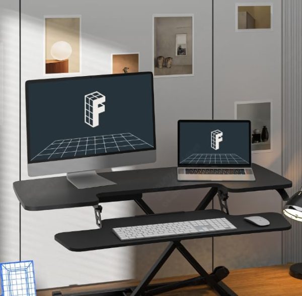 FLEXISPOT Sit to Stand up Desk Riser 42in Standing Desk Converter Height Adjustable Computer Workstation with Large Keyboard Tray Black - Image 6