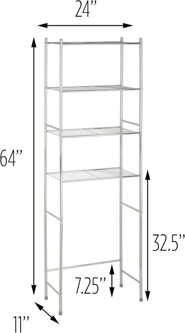 Honey-Can-Do 4-Tier Space Saver Shelf, Chrome, 24.02" L x 11.02" W x 67.72" H, BTH-05281 - Image 3