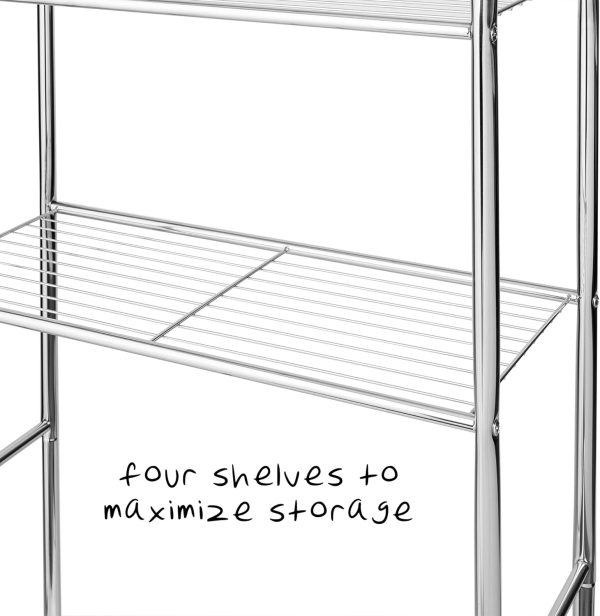 Honey-Can-Do 4-Tier Space Saver Shelf, Chrome, 24.02" L x 11.02" W x 67.72" H, BTH-05281 - Image 4