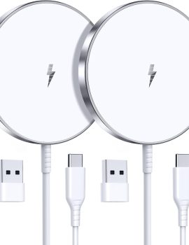 Magnetic Wireless Charger 15W Fast Mag Safe Charger for Cell Phone 16 Pro Max/16 Pro/16 Plus/16/15/14/13/12 Series 2 Pack Charging Pad for AirPods 3/2/Pro 2/Pro Mag-Safe Original Replacement