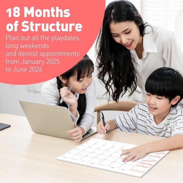 S&O Modern Large Desk Calendar from January 2025-June 2026 - Tear-Away Table Calendar 2025-2026 - Desktop Blotter - Academic Desk Planner - Desk Pad Large - 11x17in - Image 4