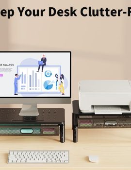 Zimilar 2 Pack Monitor Stand Riser with Metal Drawer, 3 Height Adjustable Monitor Riser with Phone Holder for Printer, Laptop, Premium Metal Computer Monitor Stand with Storage for 2 Monitors